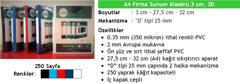 A4 Firma Sunum Klasörü