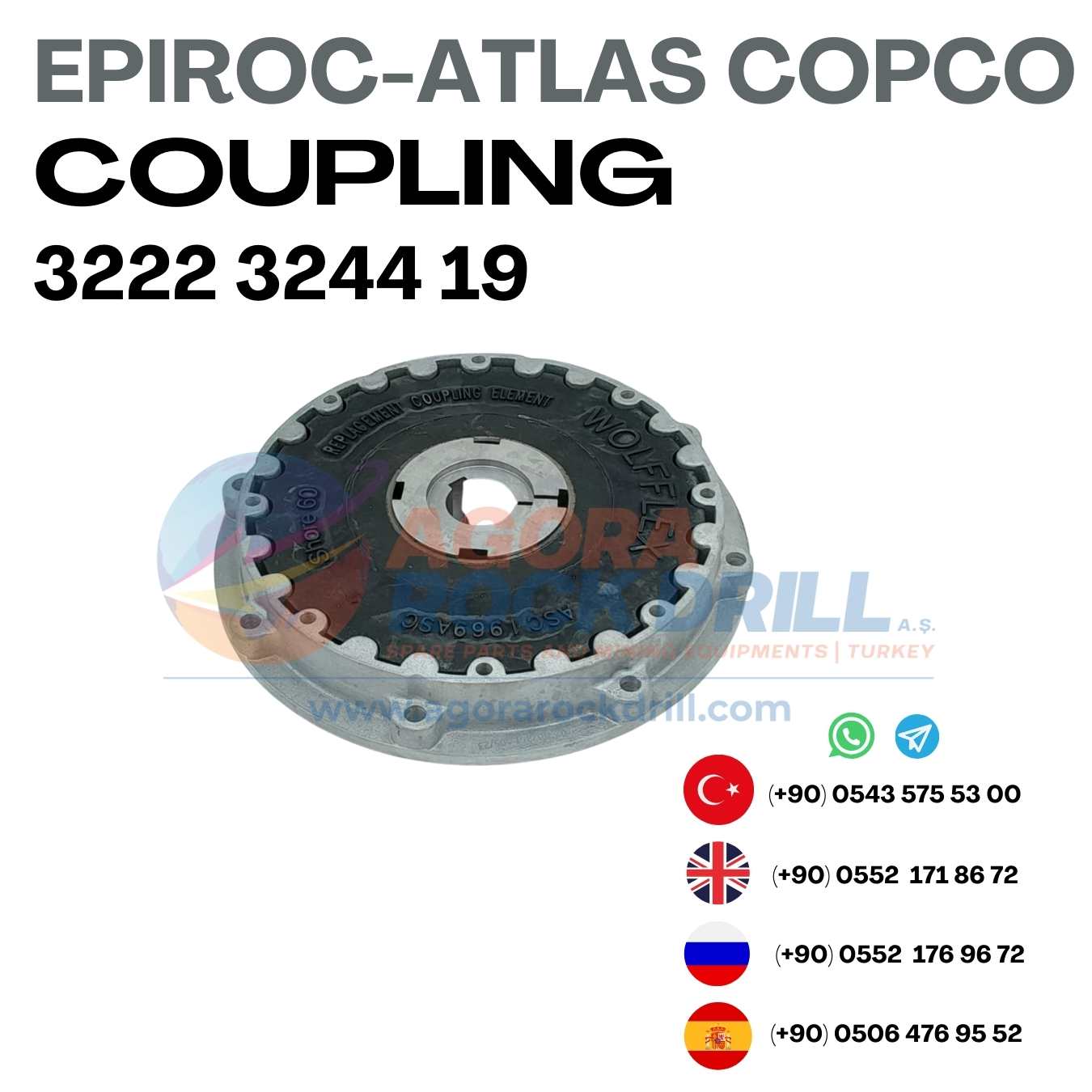 Epiroc - Atlas Copco - Coupling - 3222 3244 19 - 3222324419 - 3222-3244-19 