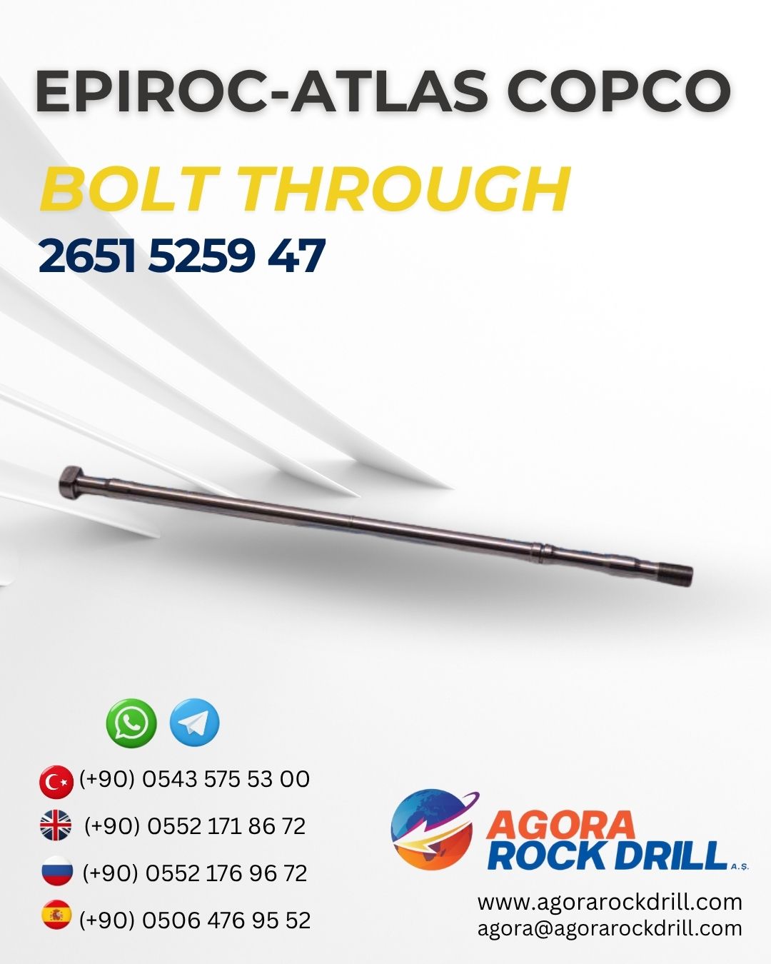 Epiroc - Atlas Copco - Bolt Through - 2651 5259 47 - 2651525947 - 2651-5259-47