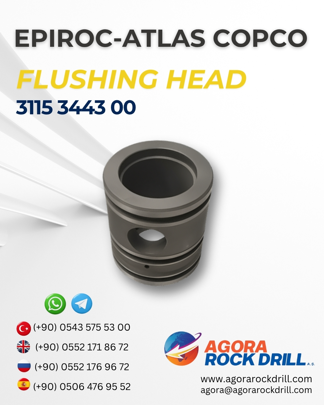 Epiroc - Atlas Copco - Flushing Head - 3115 3443 00 - 3115344300 - 3115-3443-00