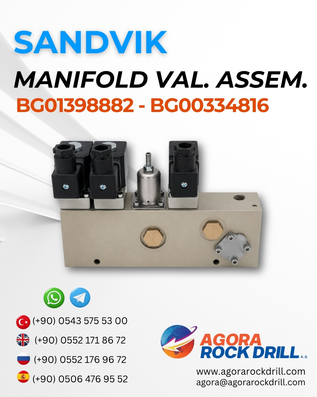 Sandvik - Manifold Valve Assembly - BG 013 988 82 - BG 003 348 16 / BG01398882 - BG00334816 