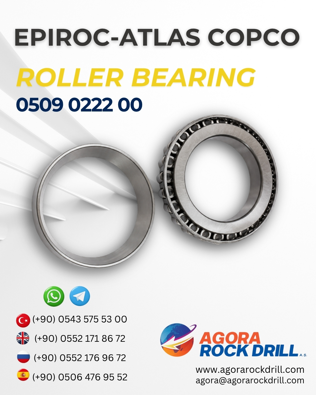 Epiroc - Atlas Copco - Roller Bearing - 0509 0222 00 - 0509022200 - 0509-0222-00