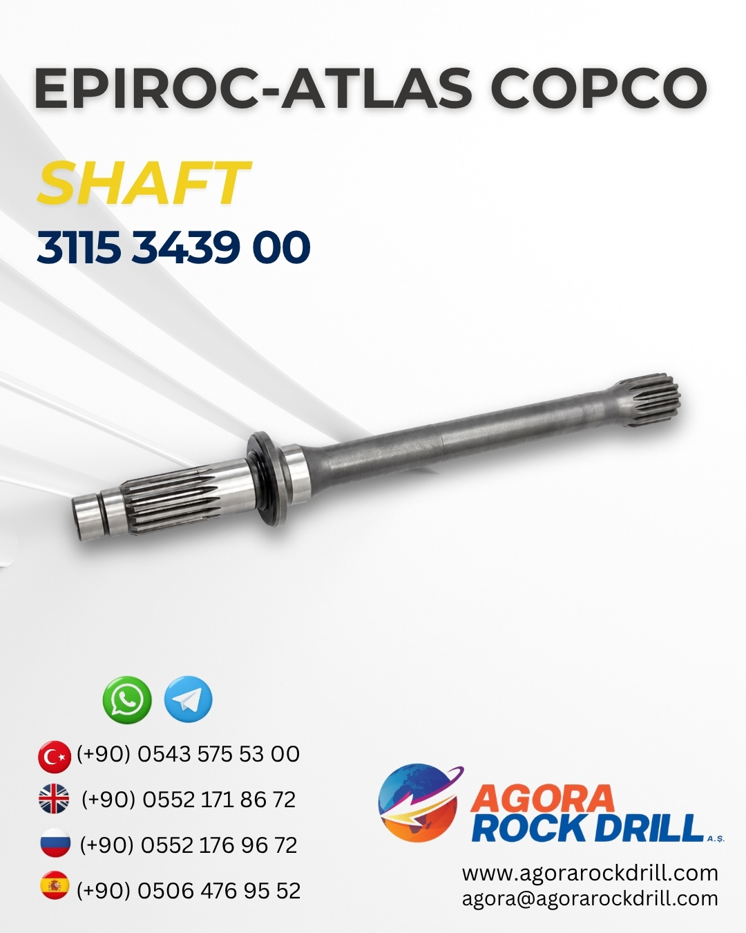 Epiroc - Atlas Copco - Shaft - 3115 3439 00 - 3115343900 - 3115-3439-00