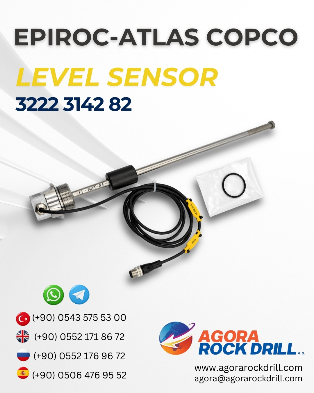 Epiroc - Atlas Copco - Level Sensor - 3222 3142 82 - 3222314282 - 3222-3142-82