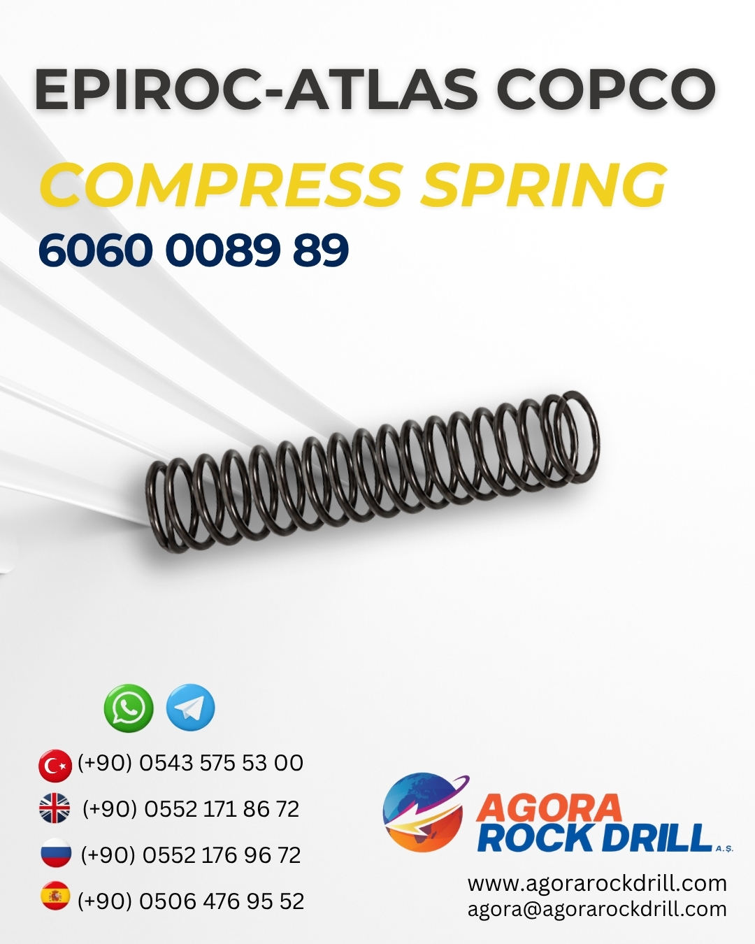 Epiroc - Atlas Copco - Compress Spring - 6060 0089 89 - 6060008989 - 6060-0089-89