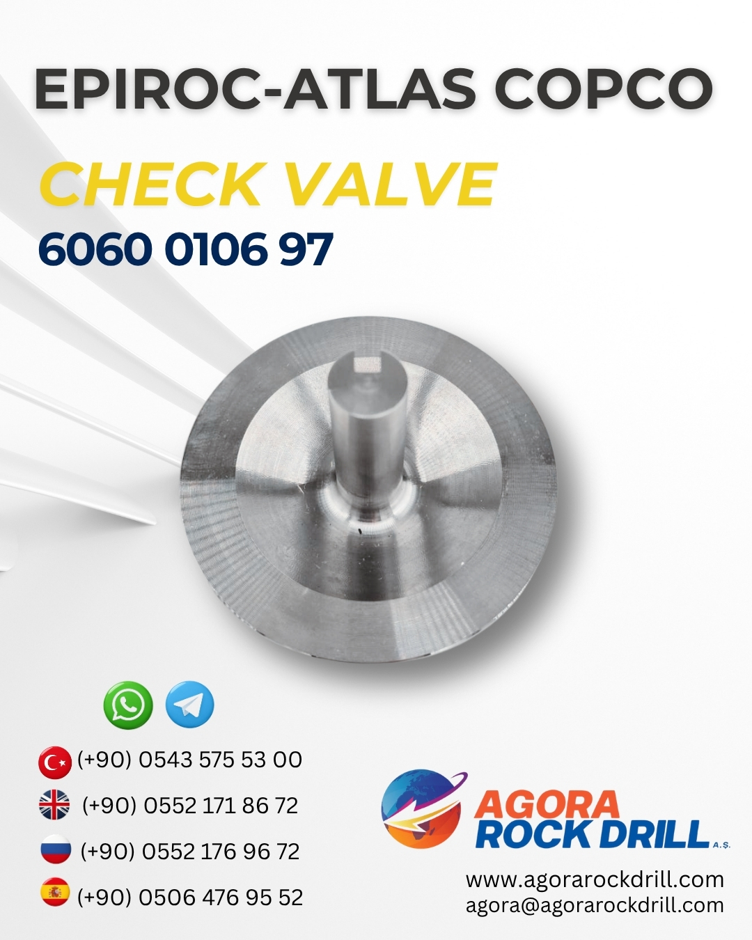 Epiroc - Atlas Copco - Check Valve - 6060 0106 97 - 6060010697 - 6060-0106-97