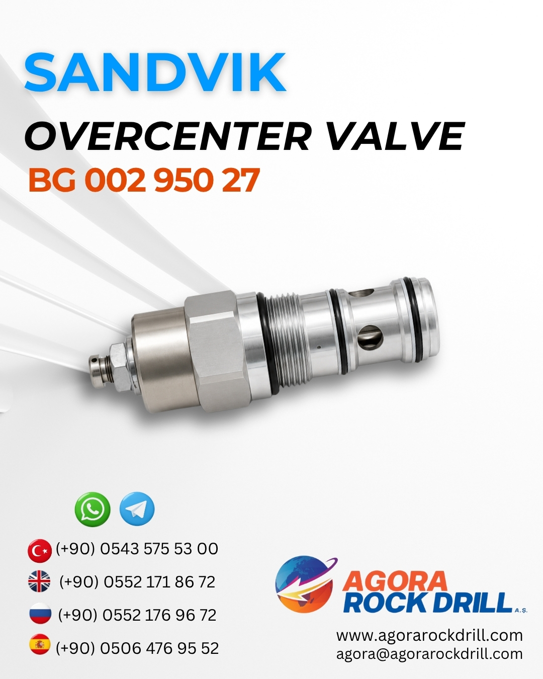 Sandvik - Overcenter Valve - BG 002 950 27 - BG00295027