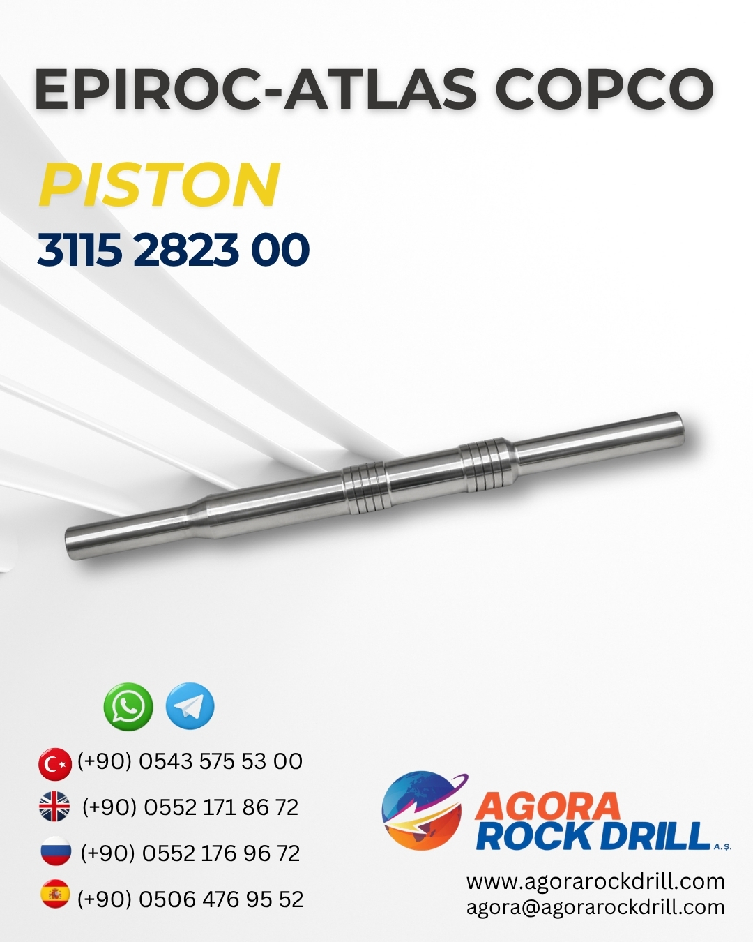 Epiroc - Atlas Copco - Piston - 3115 2823 00 - 3115282300 - 3115-2823-00