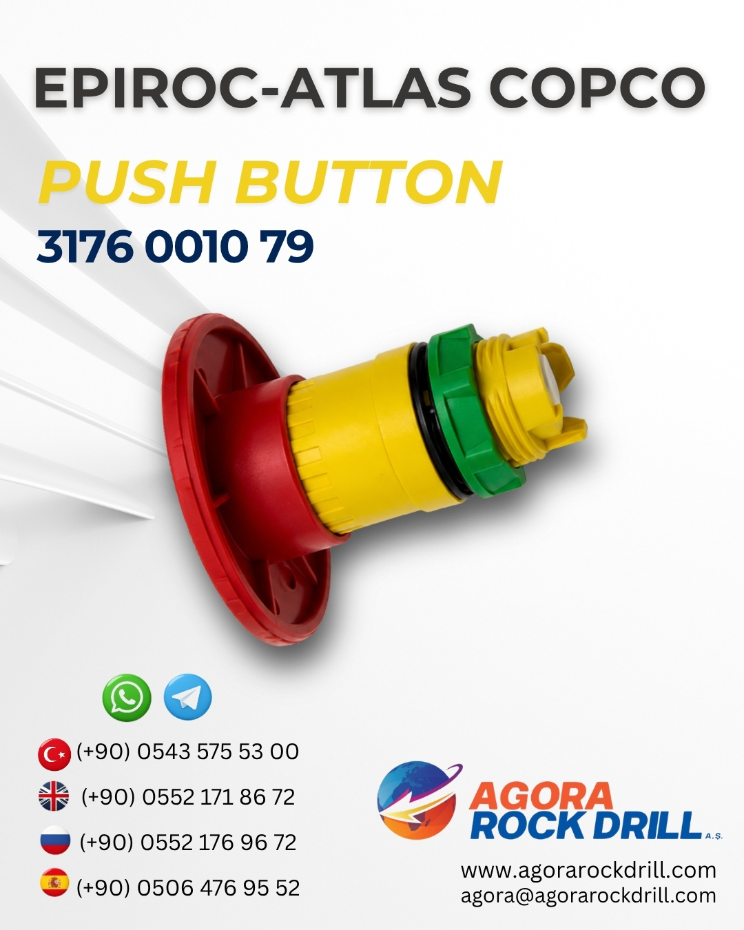 Epiroc - Atlas Copco - Push Button - 3176 0010 79 - 3176001079 - 3176-0010-79