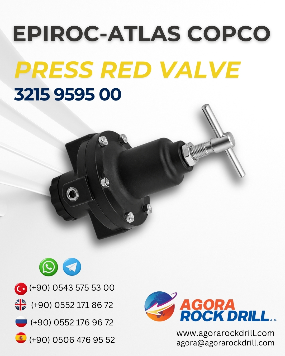 Epiroc - Atlas Copco - Press Red Valve - 3215 9595 00 - 3215959500 - 3215-9595-00