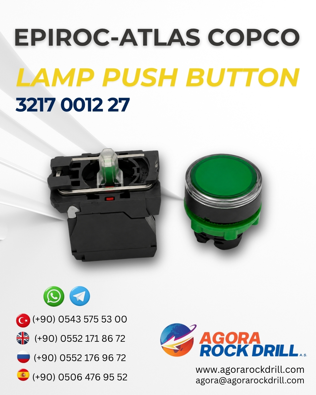 Epiroc - Atlas Copco - Lamp Push Button - 3217 0012 27 - 3217001227 - 3217-0012-27