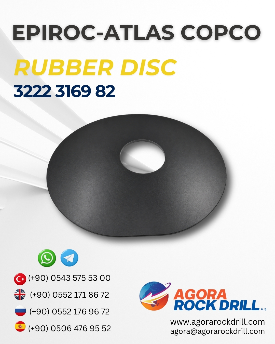 Epiroc - Atlas Copco - Rubber Disc - 3222 3169 82 - 3222316982 - 3222-3169-82
