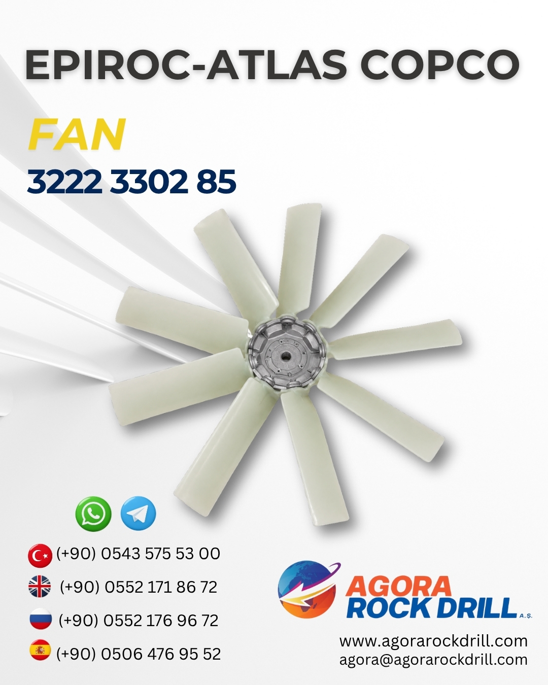 Epiroc - Atlas Copco - Fan - 3222 3302 85 - 3222330285 - 3222-3302-85