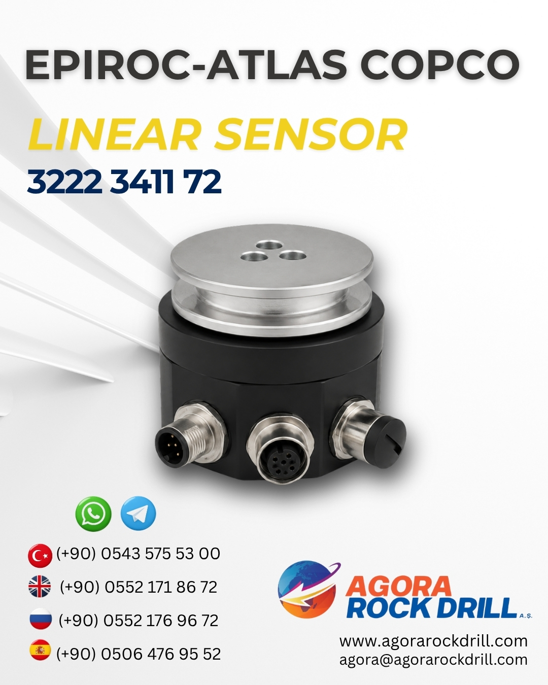 Epiroc - Atlas Copco - Linear Sensor - 3222 3411 72 - 3222341172 - 3222-3411-72