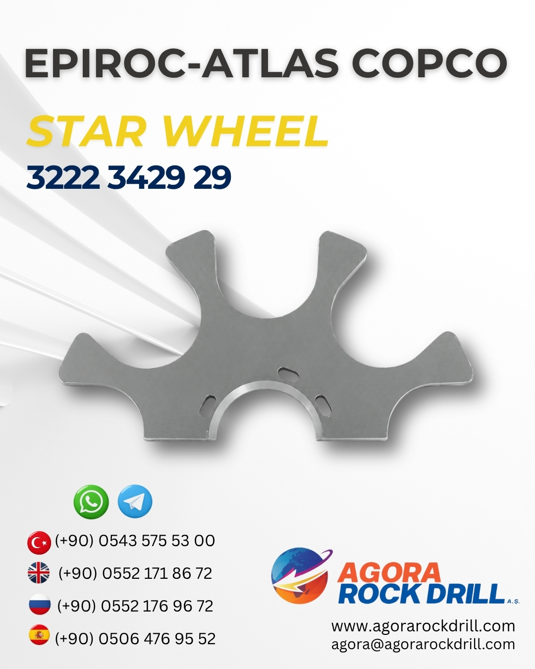 Epiroc - Atlas Copco - Star Wheel - 3222 3429 29 - 3222342929 - 3222-3429-29