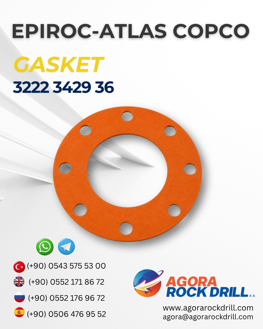 Epiroc - Atlas Copco - Gasket - 3222 3429 36 - 3222342936 - 3222-3429-36