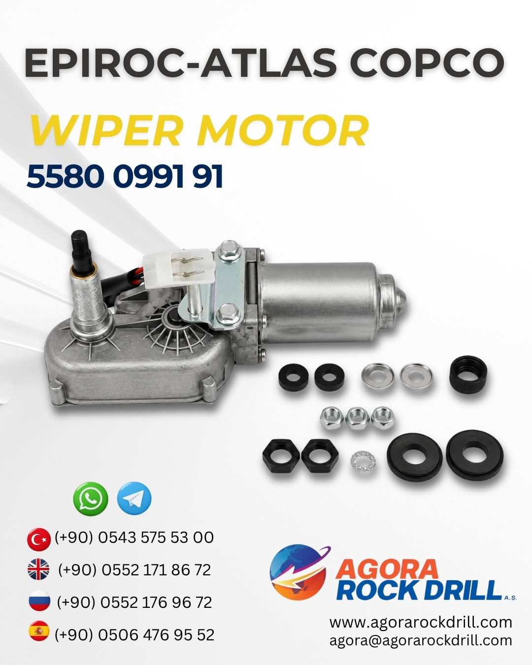 Epiroc - Atlas Copco - Wiper Motor - 5580 0991 91 - 5580099191 - 5580-0991-91